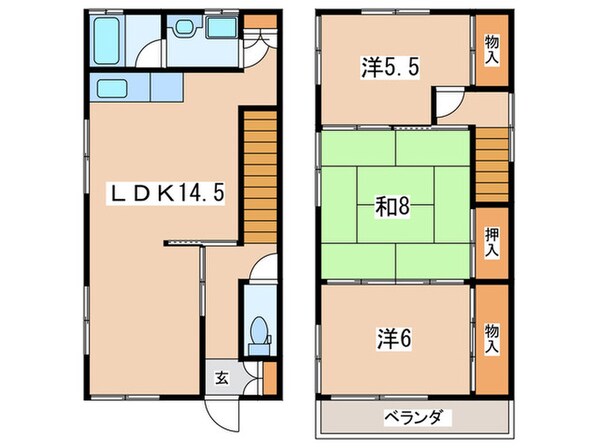 下古沢貸家の物件間取画像